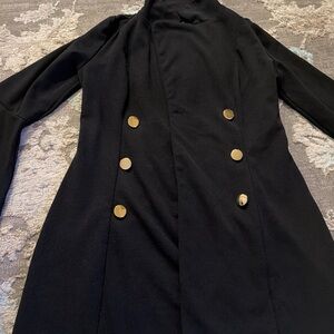 Elegant Black Coat with Gold Buttons